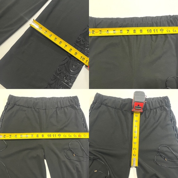 Sexy boutique Wide bell bottom flare lace panel tie-up bell bottoms size M/L - Picture 16 of 16